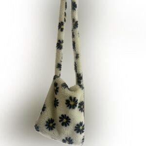 Floral Fuzzy Shoulder Bag Y2K